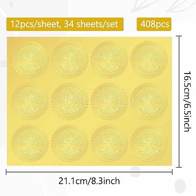34 Sheets Self Adhesive Gold Foil Embossed Stickers DIY-WH0509-007-1