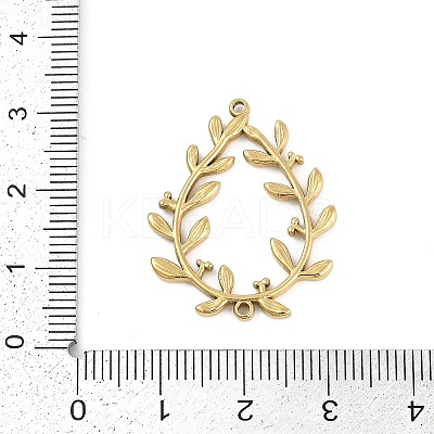 304 Stainless Steel Teardrop Leaf Connector Charms STAS-I325-107G-1