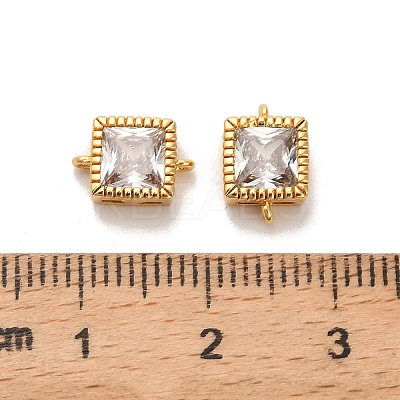 Brass Pave ClearCubic Zirconia Square Connector Charms KK-H515-16G-1