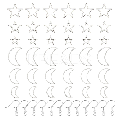 DIY 304 Stainless Steel Moon & Star Dangle Earrings Making Kit DIY-DR0001-38-1