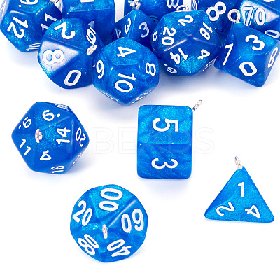 2 Sets Resin Polyhedral Dice Pendants Set RESI-TA0003-18C-1