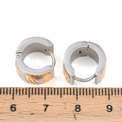 Two Tone 304 Stainless Steel Stripe Hoop Earrings EJEW-L307-04GP-03-1