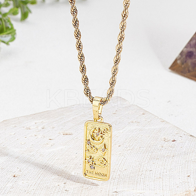1Pc Brass with Cubic Zirconia Pendants Necklaces NJEW-LP0001-46B-G-1
