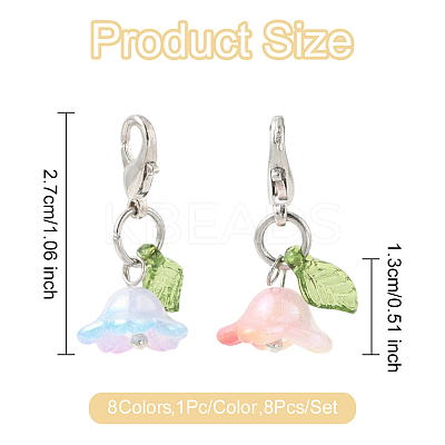 8Pcs 8 Colors Flower Acrylic Pendant Decorations HJEW-FS00034-03-1