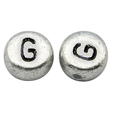 Silver Color Plated Acrylic Horizontal Hole Letter Beads X-MACR-PB43C9070-G-1