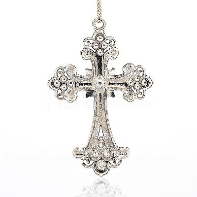 Antique Silver Tone Alloy Rhinestone Cross Big Pendants LS-RB-J141-14AS-1