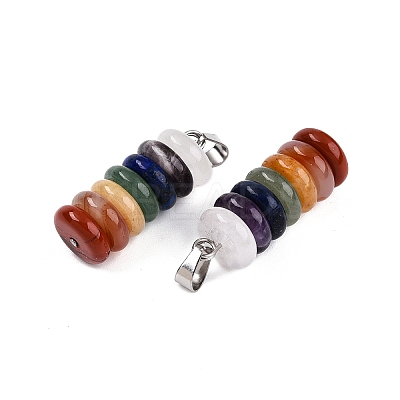 Chakra Theme Natural Amethyst & Topaz Jade & Red Agate & Quartz Crystal & Red Jasper & Lapis Lazuli & Green Aventurine Pendants G-N344-06A-1