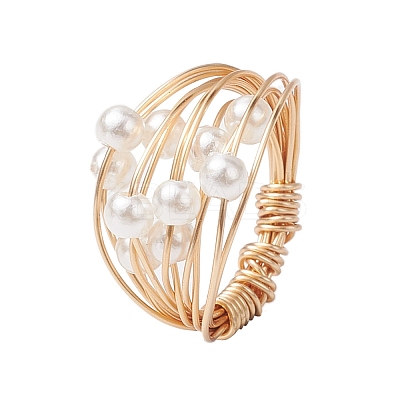 Copper Wire Wrapped Finger Rings RJEW-JR00684-1