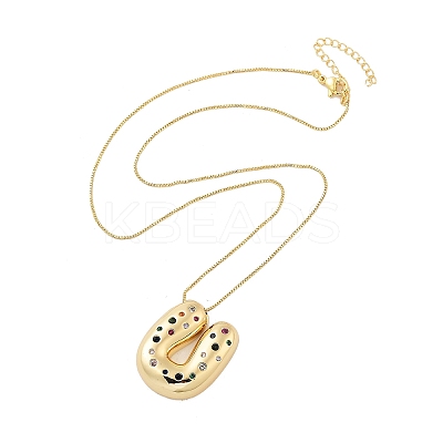 Brass Micro Pave Cubic Zirconia Letter Pendant Necklaces LS-KK-Z069-01G-U-1
