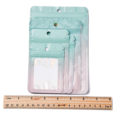 50Pcs 5 Styles Rectangle Glitter Holographic PVC Resealable Packaging Bags ABAG-FP0001-06A-1