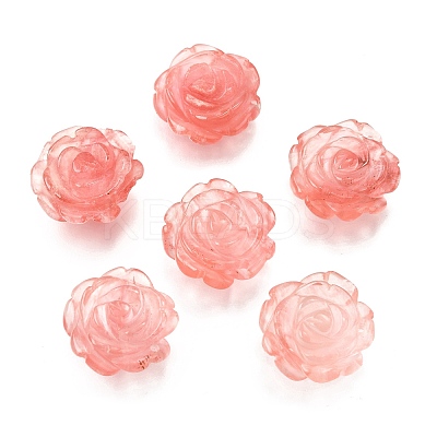 Cherry Quartz Glass Carved Pendants G-S390-03A-1