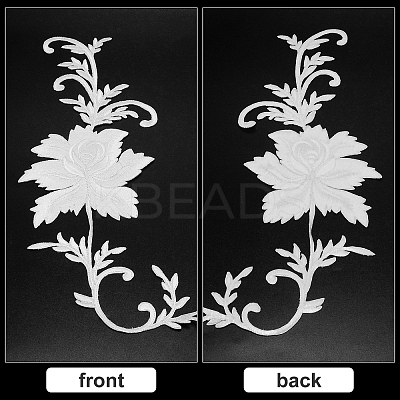 2Pcs Peony Computerized Embroidery Cloth Iron on/Sew on Patches DIY-GF0005-32C-1