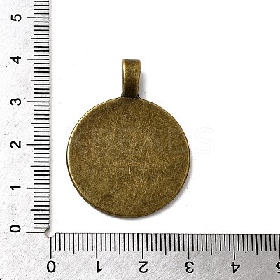Flat Round Tibetan Style Alloy Pendant Cabochon Settings TIBEP-S293-051AB-LF-1