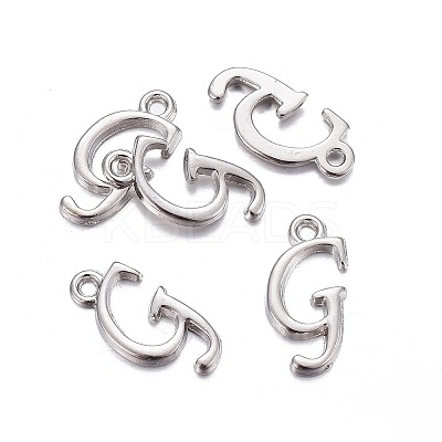 Platinum Plated Alloy Letter Pendants PALLOY-P097-02-G-1