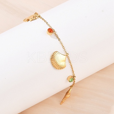 304 Stainless Steel Charms Bracelets for Women BJEW-C114-09G-1