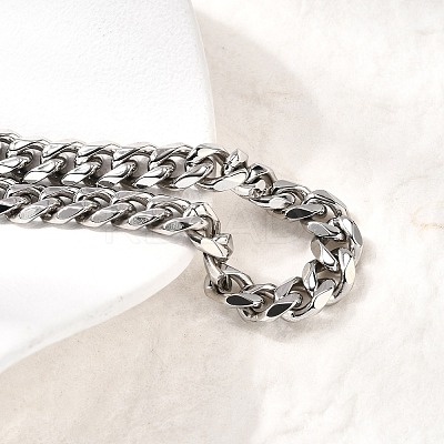 304 Stainless Steel Cuban Chain Bracelets for Men BJEW-B140-06D-1
