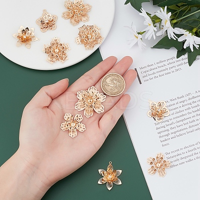 10Pcs 5 Style Brass Rhinestone Pendants KK-SC0001-94LG-1
