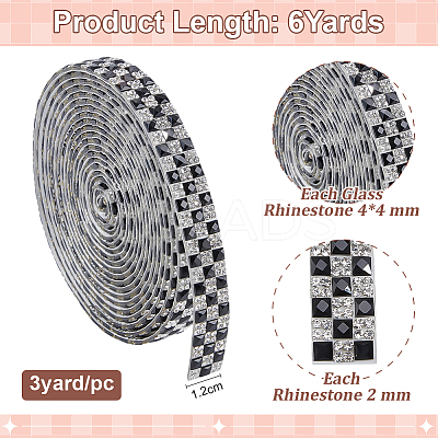 2Pcs Tartan Pattern Hotfix Glass Rhinestone DIY-ME0001-63A-1