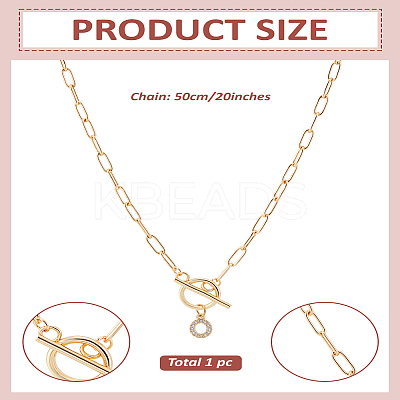 1Pc 304 Stainless Steel Chain & Brass Micro Pave Cubic Zirconia Letter Pendant Necklaces NJEW-LP0001-36O-G-1