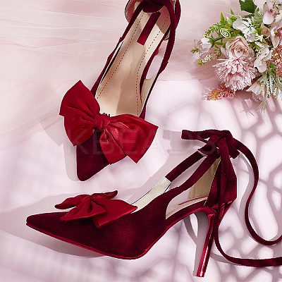 2Pcs Detachable Ribbon Satin Bowknot Shoe Decoration AJEW-PH0011-85B-1