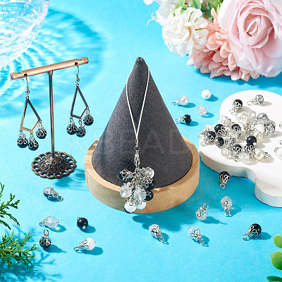 100Pcs Mixed Styles Glass Pendants PALLOY-TADJ00009-1