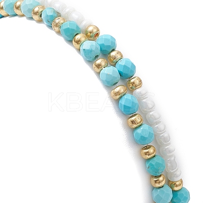 2Pcs 2 Style Natural Howlite & Glass Seed Round Beaded Stretch Bracelets Set for Women BJEW-JB09332-1