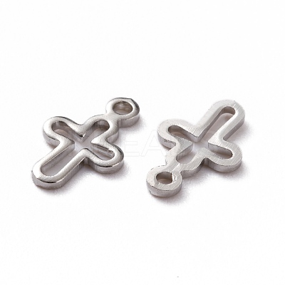 Brass Tiny Cross Charms KK-L205-10P-1