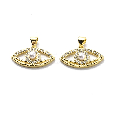 Brass Clear Cubic Zirconia Pendants KK-G446-02G-1
