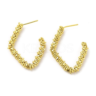 Rack Plating Brass Beaded Rhombus Stud Earrings for Women EJEW-D059-30G-1