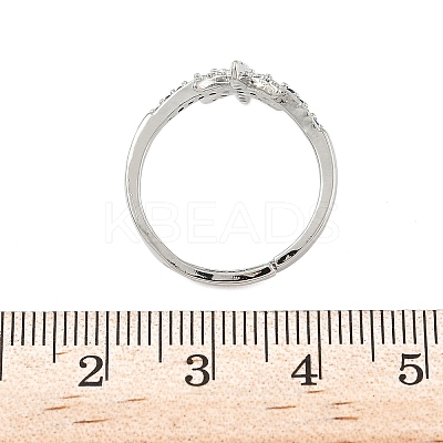 Brass Micro Pave Cubic Zirconia Finger Rings for Women RJEW-D322-03P-1