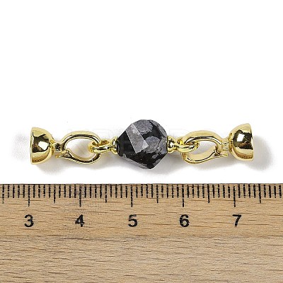 Natural Snowflake Obsidian with Brass Fold Over Clasps G-G141-02G-15-1