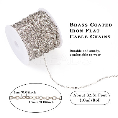 Brass Coated Iron Flat Cable Chains CH-TAC0007-01P-1