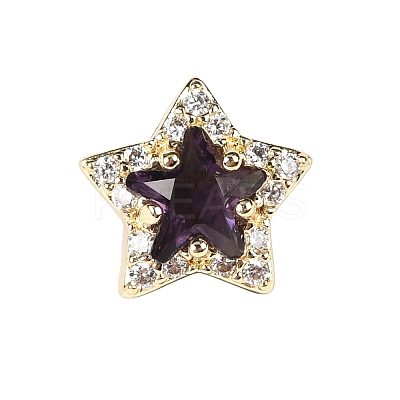 Brass Micro Pave Cubic Zirconia Beads KK-D379-01G-12-1