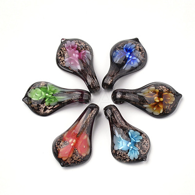 Handmade Gold Sand Lampwork Big Pendants LAMP-S189-18-B-1