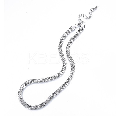 Non-Tarnish 304 Stainless Steel Mesh Chains Necklace for Men Women LS-NJEW-N052-03P-1
