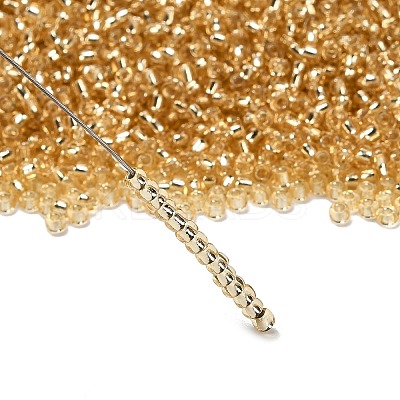 Pale Goldenrod 11/0 Grade A Round Transparent Glass Seed Beads X-SEED-Q007-F33-1