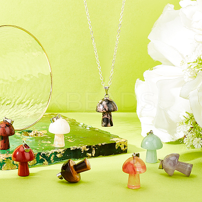 9Pcs 9 Style Natural & Synthetic Gemstone Pendants G-DC0001-01-1