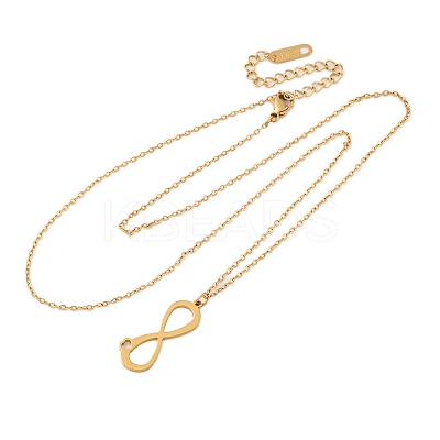 304 Stainless Steel Infinity Heart Pendant Necklaces for Women NJEW-Z065-02G-1