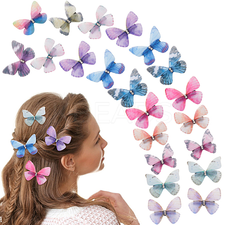 24Pcs 2Bags Cloth Butterfly Alligator Hair Clip FIND-CP0002-49B-1