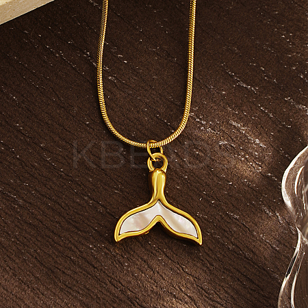 Stylish 304 Stainless Steel Whal Fish Tail Pendant Necklaces for Women's Daily Wear XF5150-2-1
