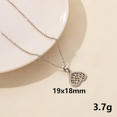 201 Stainless Steel Hollow Heart Pendant Necklaces FS-WG515A3-05-1