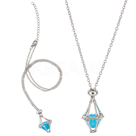 2Pcs 304 Stainless Steel Macrame Pouch Necklace Making for Gemstone Nuggets NJEW-BBC0001-23-1