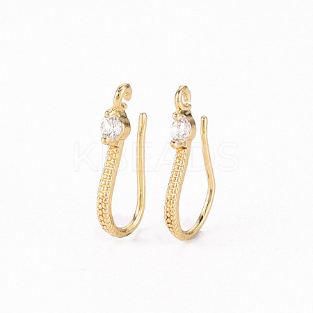 Brass Micro Pave Clear Cubic Zirconia Earring Hooks ZIRC-S068-007-NF-1