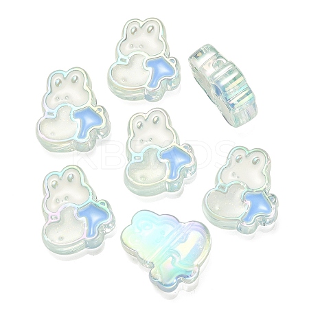 UV Plating Rainbow Iridescent Acrylic Enamel Beads OACR-G012-07B-1