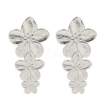 304 Stainless Steel Flower Stud Earrings for Women EJEW-U020-17P-1