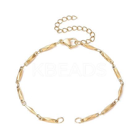 Ion Plating(IP) 304 Stainless Steel Faceted Bar Link Chain Bracelet Makings AJEW-JB01184-01-1