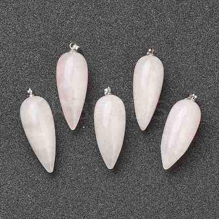 Natural Rose Quartz Pointed Pendants G-F705-01P-P-1