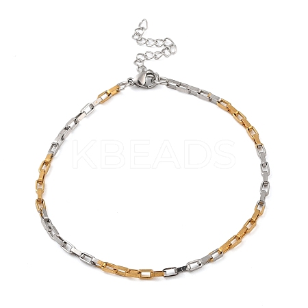 Stainless Steel Rectangle Link Chain Bracelets for Women Men LS-BJEW-M319-01A-GP-1