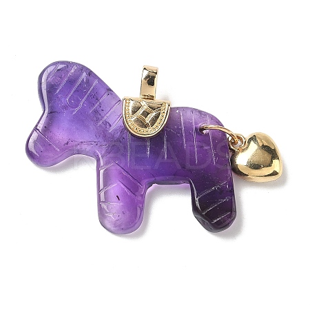 Natural Amethyst Carved Pendants G-C274-02I-1