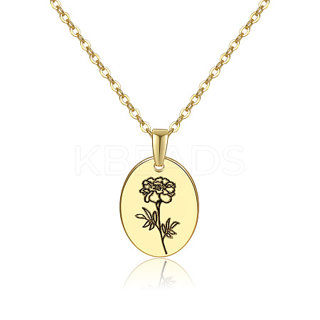 Brass Birth Month Flower Pendant Necklace HUDU-PW0001-034J-1-1